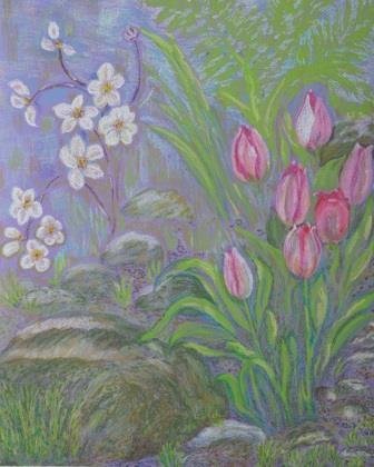 "Тюльпаны", весна 2014,масляная пастель